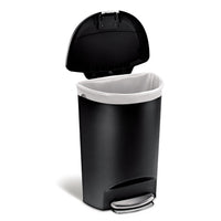 simplehuman 13 Gallon Trash Can, Black Plastic Semi-Round Step Kitchen Trash Can with Secure Slide Lock EasyOptionXY LLC