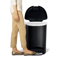 simplehuman 13 Gallon Trash Can, Black Plastic Semi-Round Step Kitchen Trash Can with Secure Slide Lock EasyOptionXY LLC