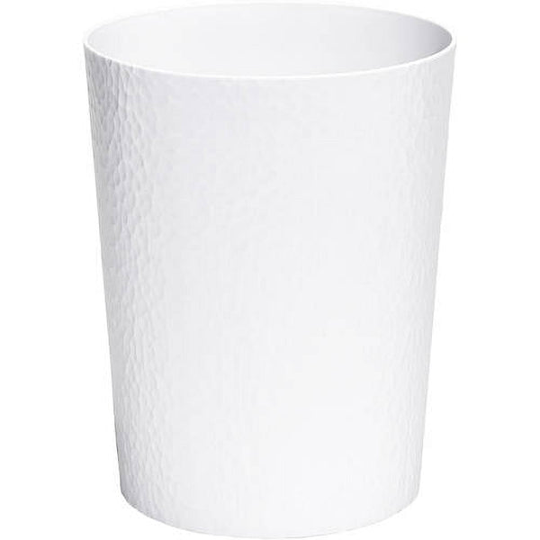 Bath Bliss 10 Liter Hammered Textured Plastic Bathroom Trash Can in White EasyOptionXY LLC