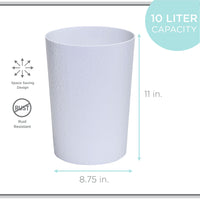 Bath Bliss 10 Liter Hammered Textured Plastic Bathroom Trash Can in White EasyOptionXY LLC