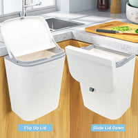 TINANA Hanging Small Trash Can, 2 Gallon Kitchen Waste Bin for Counter Top or Under Sink, 2 Pack Mountable Indoor Compost Bucket - White EasyOptionXY LLC