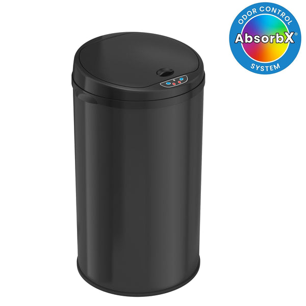 iTouchless 8 Gallon Round Deodorizer Matte Black Stainless Steel Sensor Trash Can EasyOptionXY LLC