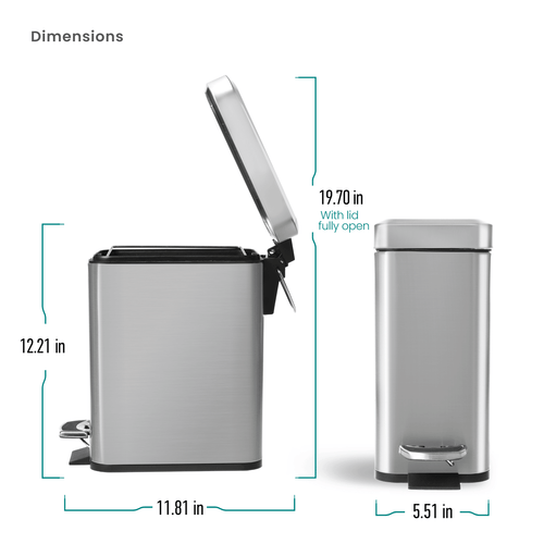 Home Zone Living 1.3 Gallon Trash Can in Stainless Steel, 5 Liter, for Bathroom or Bedroom EasyOptionXY LLC