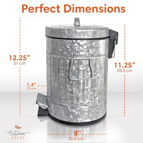 Autumn Alley Galvanized Metal Farmhouse Pedal Garbage Can - Modern Farmhouse Bathroom Accessories EasyOptionXY LLC