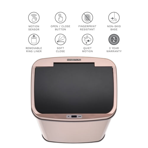 Nine Stars Motion Sensor Rectangular Kitchen Garbage Can, Gold Stainless Steel, 13.2 gal EasyOptionXY LLC