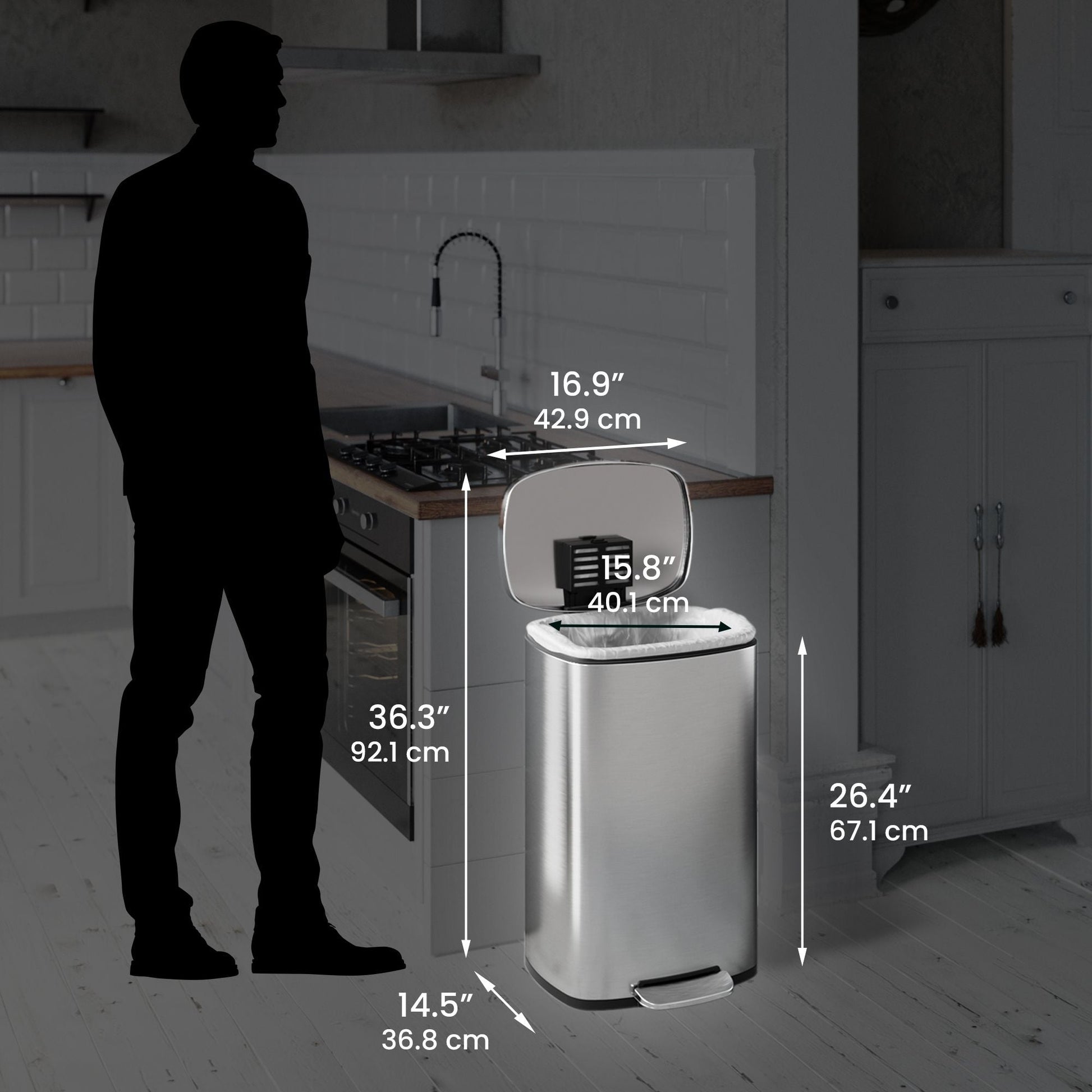 iTouchless SoftStep 13.2 Gallon Step Pedal Garbage Can, Stainless Steel, 50 Liter, Kitchen Trash Bin EasyOptionXY LLC