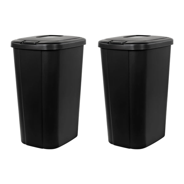 Hefty 13.3 Gallon Trash Can, Plastic Touch Top Kitchen Trash Can, Black (2 Pack) EasyOptionXY LLC