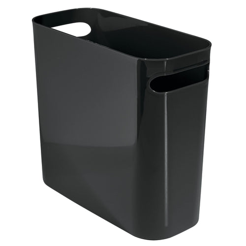 mDesign Plastic Small 1.5 Gallon/5.7 Liter Trash Can - Built-In Handles, Black EasyOptionXY LLC