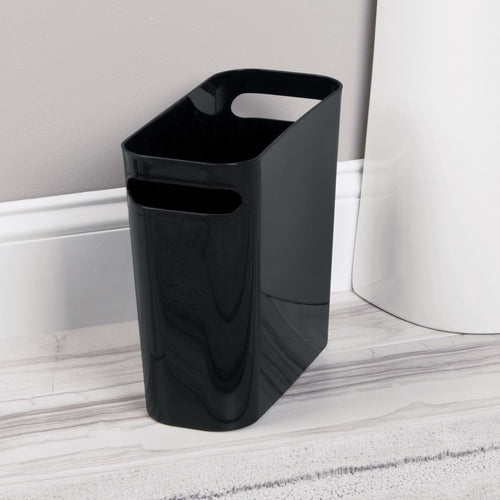 mDesign Plastic Small 1.5 Gallon/5.7 Liter Trash Can - Built-In Handles, Black EasyOptionXY LLC