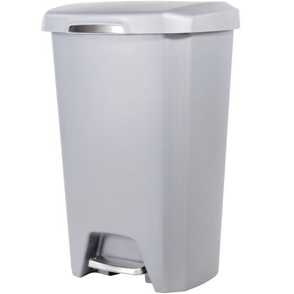 Hefty 12.1 Gallon Trash Can, Plastic Soft Close Step On Kitchen Trash Can, Gray EasyOptionXY LLC