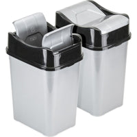 DecorRack Garbage Cans, Plastic 2.6 Gallon/10 Liter with Dual Swing Lids (2 Pack) EasyOptionXY LLC