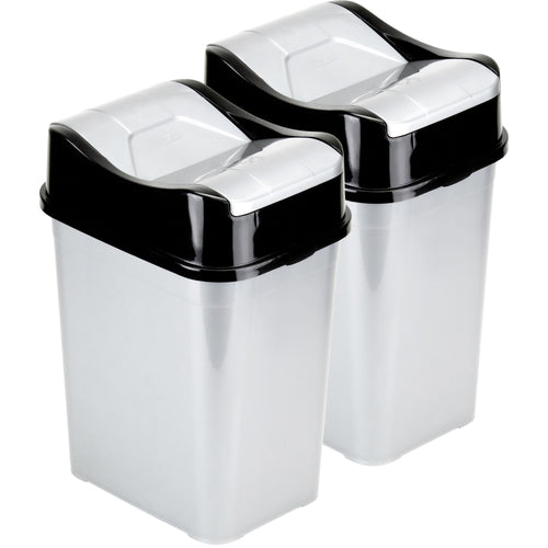 DecorRack Garbage Cans, Plastic 2.6 Gallon/10 Liter with Dual Swing Lids (2 Pack) EasyOptionXY LLC