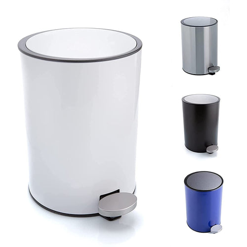 Bamodi Mini Step Trash Can 0.8 Gallons White - Soft-Closing System - Small Lidded Trash - Removable Inner Bucket EasyOptionXY LLC