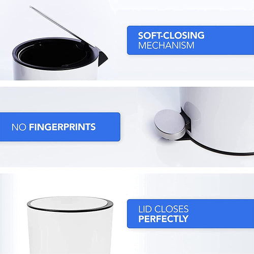 Bamodi Mini Step Trash Can 0.8 Gallons White - Soft-Closing System - Small Lidded Trash - Removable Inner Bucket EasyOptionXY LLC