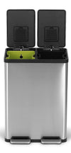 Simpli-Magic Dual Compartment Trash Can with Separate Foot Pedals Rectangular Stainless Steel Trash Bin, 60 L EasyOptionXY LLC