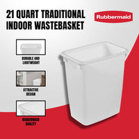 Rubbermaid 21 Qt Traditional Wastebasket Indoor Trash Can Container, White EasyOptionXY LLC