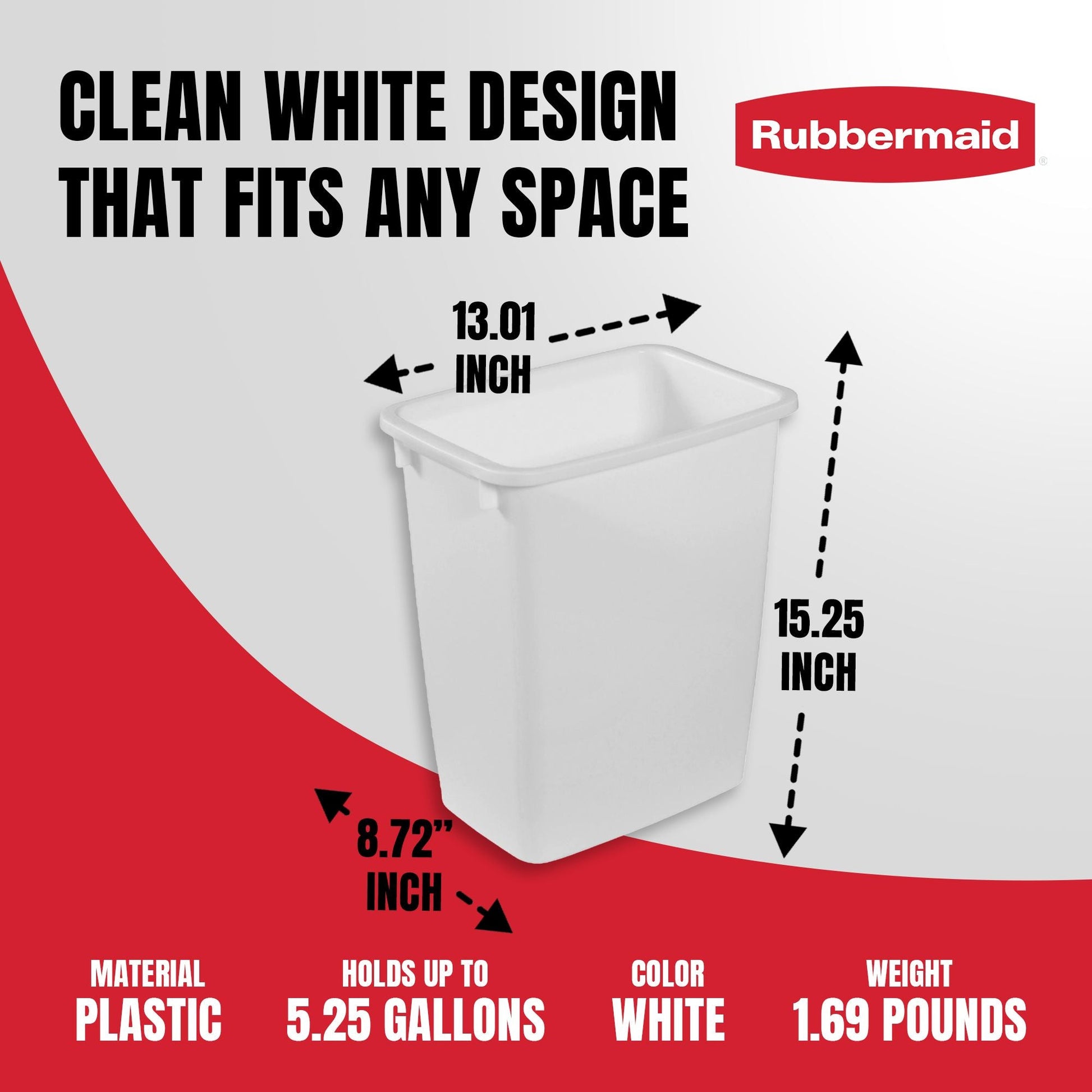 Rubbermaid 21 Qt Traditional Wastebasket Indoor Trash Can Container, White EasyOptionXY LLC