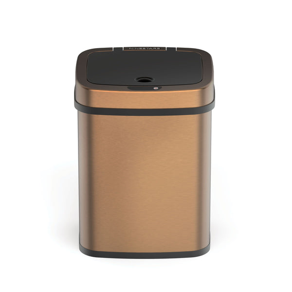 Nine Stars 3.2 Gallon Trash Can, Touchless Bathroom Trash Can, Gold Stainless Steel EasyOptionXY LLC