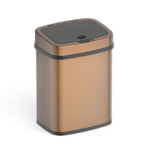 Nine Stars 3.2 Gallon Trash Can, Touchless Bathroom Trash Can, Gold Stainless Steel EasyOptionXY LLC