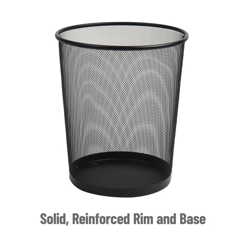 Mind Reader Mesh Trash Can, 16.65L (4.4 gal), Waste Paper Basket, Round, Office, Metal, Black EasyOptionXY LLC