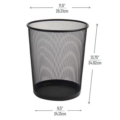 Mind Reader Mesh Trash Can, 16.65L (4.4 gal), Waste Paper Basket, Round, Office, Metal, Black EasyOptionXY LLC