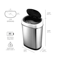 Nine Stars 11.1 Gal / 42L Motion Sensor Oval Trash Can, Fingerprint-Resistant Stainless Steel EasyOptionXY LLC