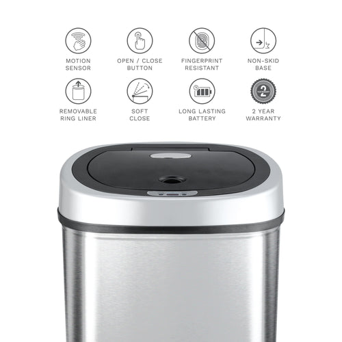 Nine Stars 11.1 Gal / 42L Motion Sensor Oval Trash Can, Fingerprint-Resistant Stainless Steel EasyOptionXY LLC