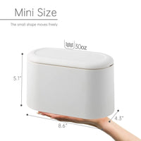 Mini Trash Can with Lid,Small Can,Desk Can,Countertop Garbage Cans,Tiny Waste Basket,White,Free 3 roll Bags EasyOptionXY LLC