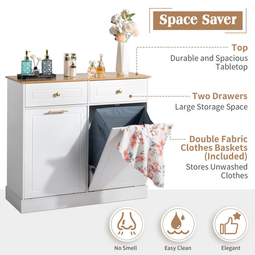 Ktaxon Large Trash Can Cabinet Tilt Out, 10 Gallon Kitchen Island with Hidden Storage, Dog Food Storage, Garbage Hamper Pet Proof, White EasyOptionXY LLC