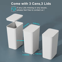 ZeenArt 2.6 Gallon Trash Can, Bathroom Trash Can with Pop-Up Lid, 3 Pcs, White EasyOptionXY LLC
