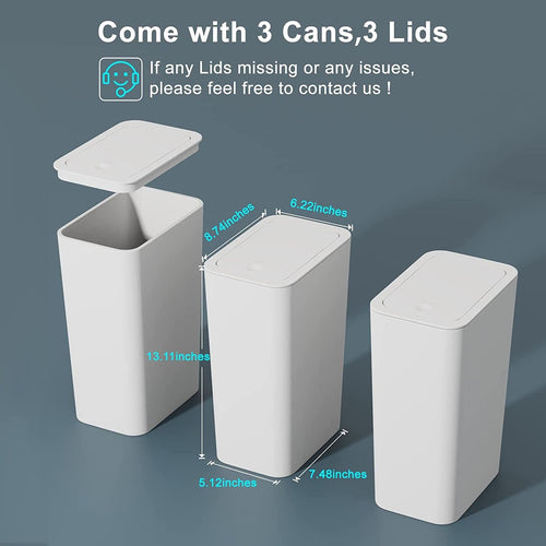 ZeenArt 2.6 Gallon Trash Can, Bathroom Trash Can with Pop-Up Lid, 3 Pcs, White EasyOptionXY LLC