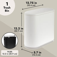 Juvale 12L / 3.17 Gallon Small Bathroom Trash Can with Lid - Narrow Bin for Kitchen (White) EasyOptionXY LLC