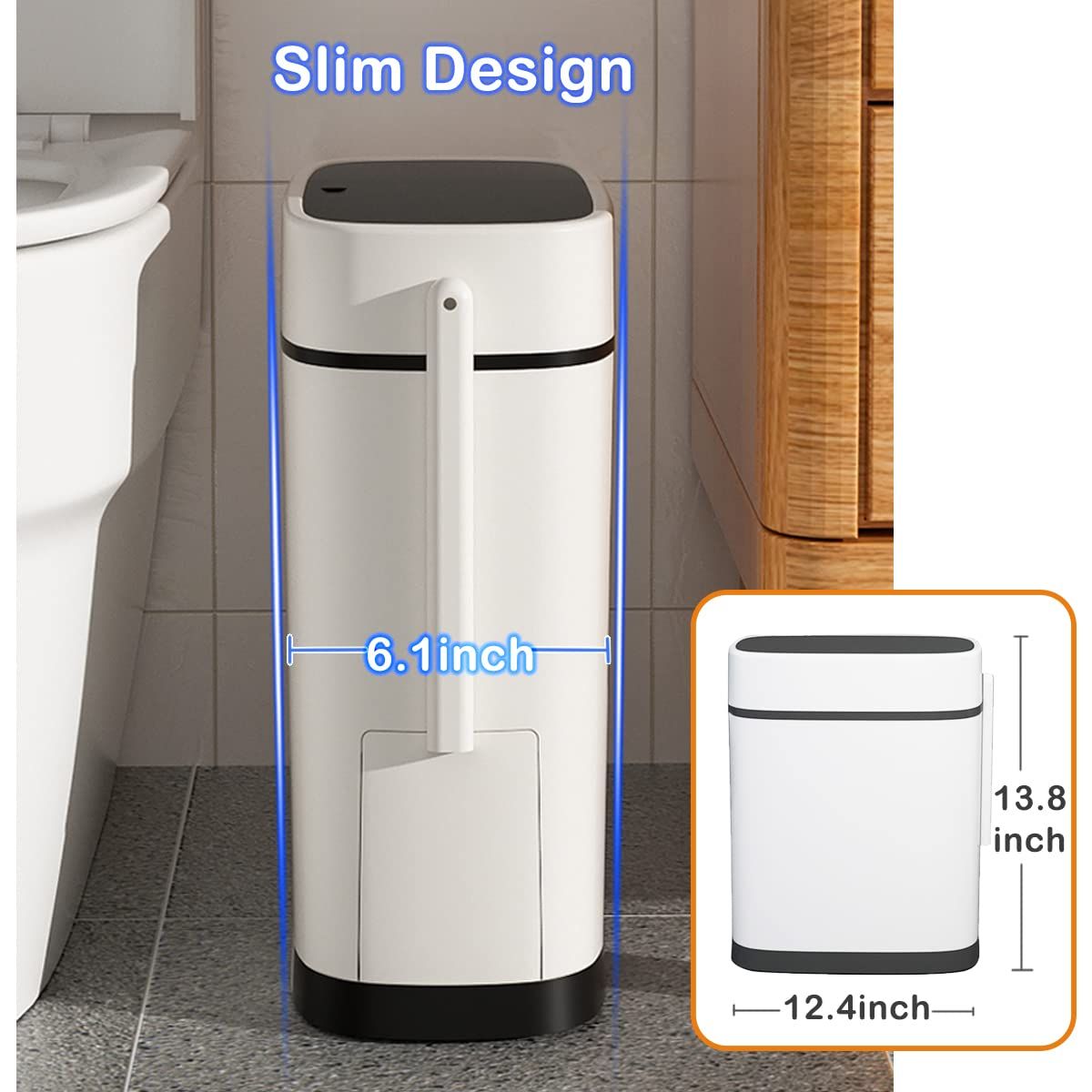 3.7 Gallons Bathroom Trash Can with Toilet Brush Holder, Hand Pressed Trash Cans EasyOptionXY LLC