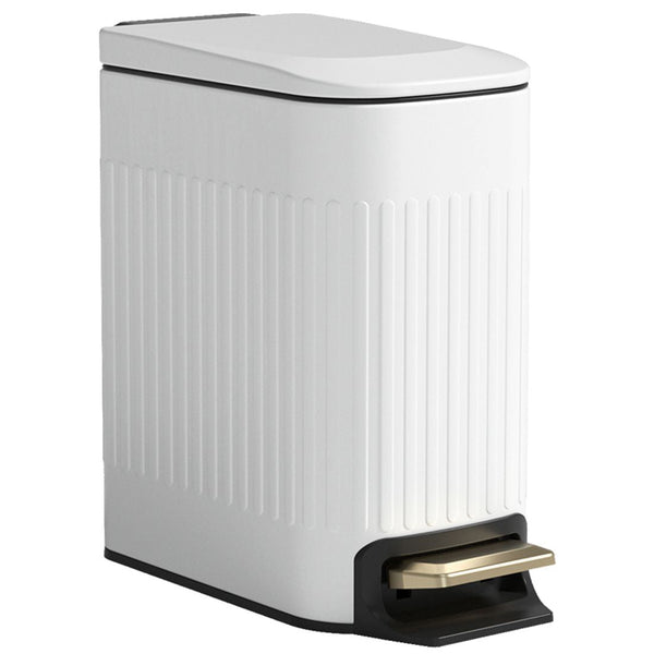 Small Trash Can with Lid, 1.6 gal Stainless Steel Step Garbage Can with Inner Bucket for Bathroom, Kitchen ( White )