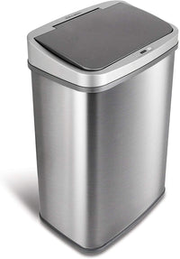 Nine Stars 13.2 Gallon Trash Can, Touchless Kitchen Trash Can, Stainless Steel with Gunmetal Trim EasyOptionXY LLC