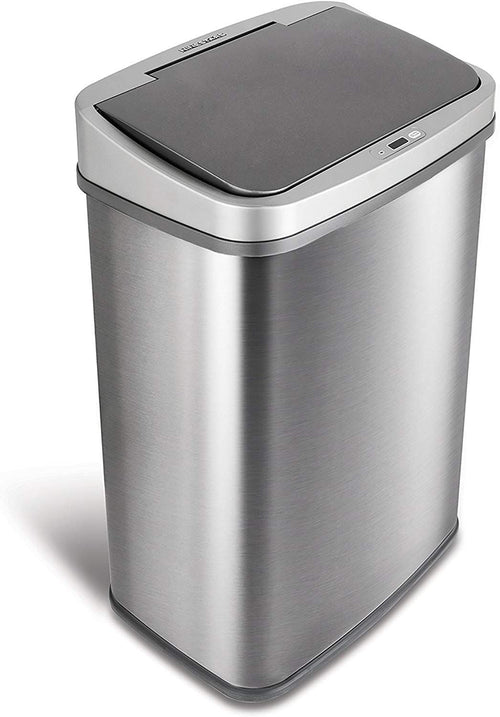 Nine Stars 13.2 Gallon Trash Can, Touchless Kitchen Trash Can, Stainless Steel with Gunmetal Trim EasyOptionXY LLC