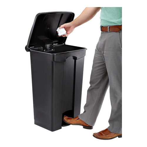 Large Capacity Plastic Step-On Receptacle, 23Gal, Black EasyOptionXY LLC