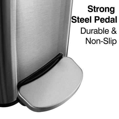 WoodFX Slim Bathroom Trash Can with Lid Soft Close, Step Pedal, 2.6 Gal / 10L Stainless Steel Garbage Can, Sliver EasyOptionXY LLC