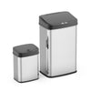 Ninestars Motion Sensor Trashcan Combo- 13.2 Ga + 4 Ga, Stainless Steel w/ Black Lid EasyOptionXY LLC