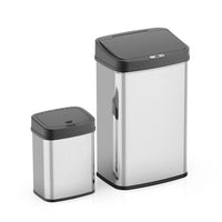 Ninestars Motion Sensor Trashcan Combo- 13.2 Ga + 4 Ga, Stainless Steel w/ Black Lid EasyOptionXY LLC