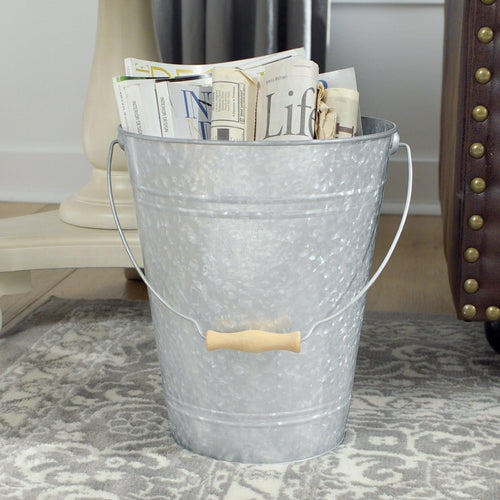Walford Home Galvanized Farmhouse 3 Gallon Capacity Trash/Garbage Can or Waste Basket EasyOptionXY LLC
