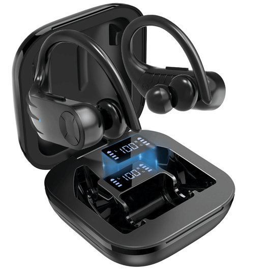 Wireless Earbuds Bluetooth Headphones, 5.0 Built-in Mic in Ear Running Headset with Earhooks Charging Case, Wireless Sport Earphones Compatible with iPhone Samsung Android for Working/Travel/Sports EasyOptionXY LLC