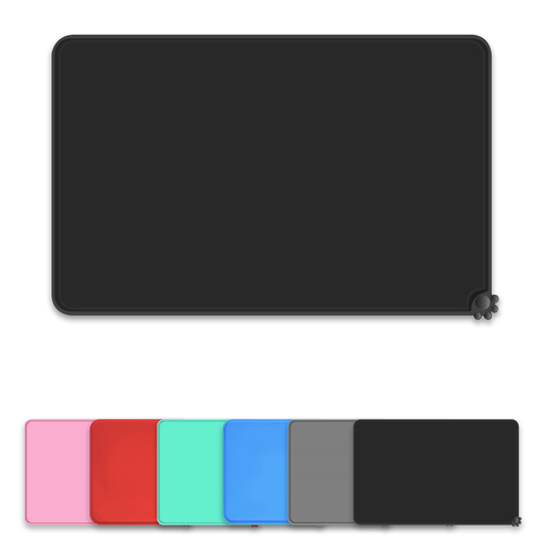 Silicone Dog Cat Bowl Mat, Non-Stick Dog Food Mat, Waterproof Pet Feeding Mat, Black (18.5" x 11.5") EasyOptionXY LLC