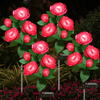 4 Pack Solar Solar Rose Flower Lights, Outdoor Solar Garden Stake Lights, Waterproof LED Solar Landscape Lights with 5 Rose Flowers for Pathway Patio Yard Decorations, Red EasyOptionXY LLC