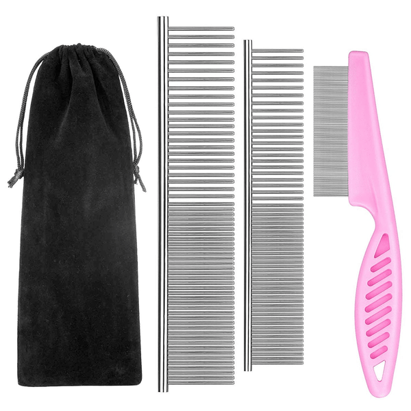 Dog Combs for Cats Dogs, Pet Grooming Combs Set for Removing Float Hair Combing Tangled Hair, Durable Tear Stain Dog Combs Flea Comb for Cats Dogs EasyOptionXY LLC
