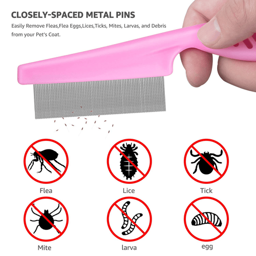 Dog Combs for Cats Dogs, Pet Grooming Combs Set for Removing Float Hair Combing Tangled Hair, Durable Tear Stain Dog Combs Flea Comb for Cats Dogs EasyOptionXY LLC