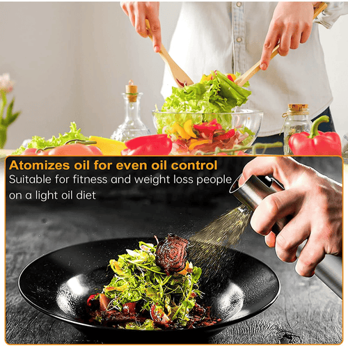 Oil Sprayer for Cooking, 100ml Stainless Steel Oil Spray Bottle, Durable Oil Sprayer Mister Kitchen Gadgets for Baking, Air Fryer, BBQ (Silver, 1 Pack) EasyOptionXY LLC