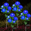 4 Pack Solar Solar Rose Flower Lights, Outdoor Solar Garden Stake Lights, Waterproof LED Solar Landscape Lights with 5 Rose Flowers for Pathway Patio Yard Decorations, Blue EasyOptionXY LLC