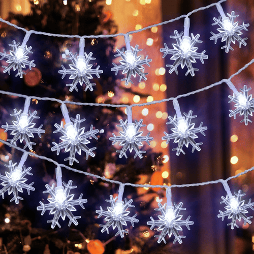 Syenll Christmas Snowflake Lights, 19.7ft 40 LED Fairy String Lights, Decorative Hanging Lights for Patio Party Wall Decor, Cool White EasyOptionXY LLC