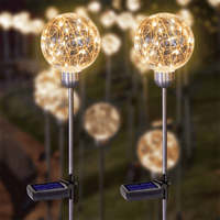 Outdoor Solar Garden Lights, 2 Pack Solar Powered Magic Globe Light, Warm White LED Solar Stake Lights for Patio Backyard Pathway Party Decoration EasyOptionXY LLC